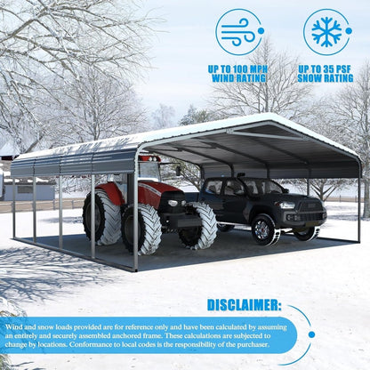 [20X20FT] Alora Extra Large Premium Heavy-Duty Outdoor Metal Carport Shelter (SAK97425)
