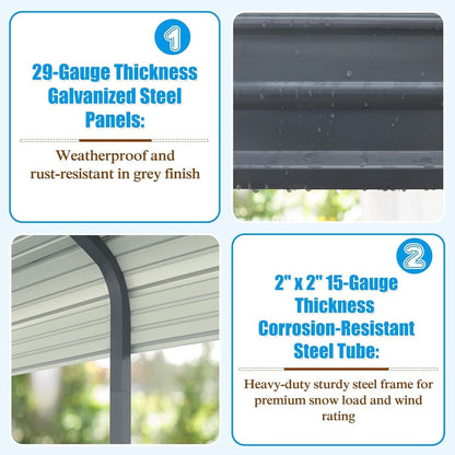 [20X20FT] Alora Extra Large Premium Heavy-Duty Outdoor Metal Carport Shelter (SAK97425)