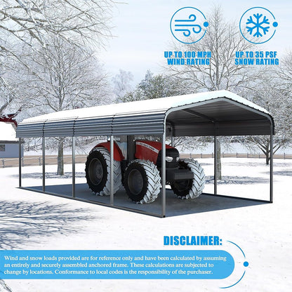 [12X20FT] Alora Premium Heavy-Duty Outdoor Canopy Garage Shelter With Galvanized Metal Roof (SAK91523)