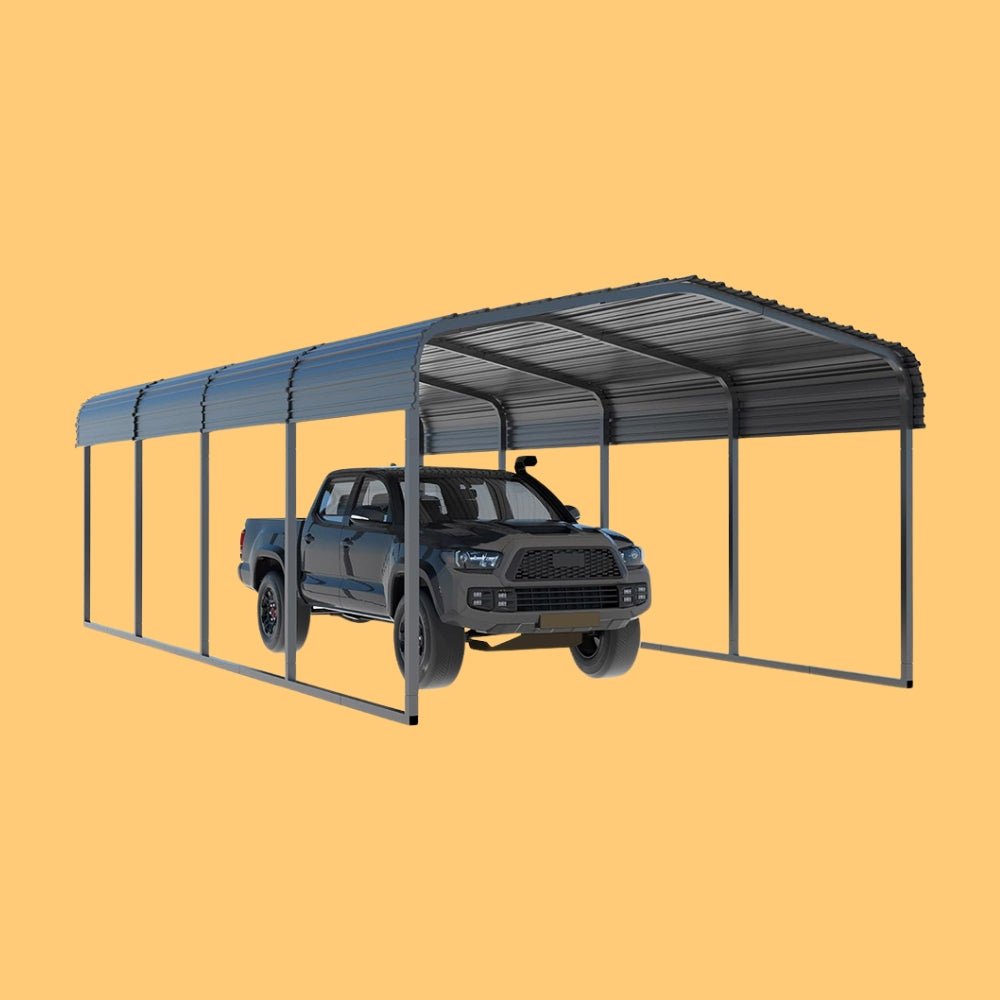 [12X20FT] Alora Premium Heavy-Duty Outdoor Canopy Garage Shelter With Galvanized Metal Roof (SAK91523)