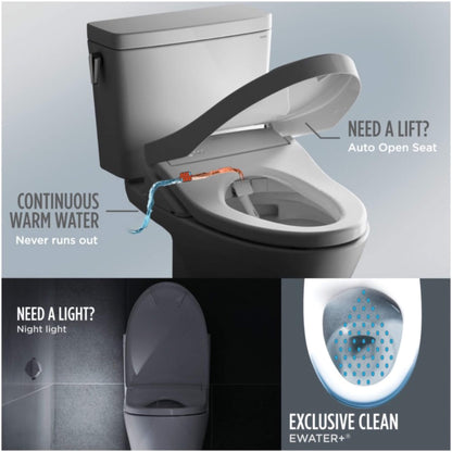 [MW4364726CEMFGN#01] TOTO Aquia IV Cube Washlet S7 With 1.28 GPF And 0.9 Elongated Bidet Toilet (SAK19352)