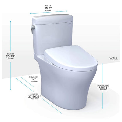 [MW4364726CEMFGN#01] TOTO Aquia IV Cube Washlet S7 With 1.28 GPF And 0.9 Elongated Bidet Toilet (SAK19352)