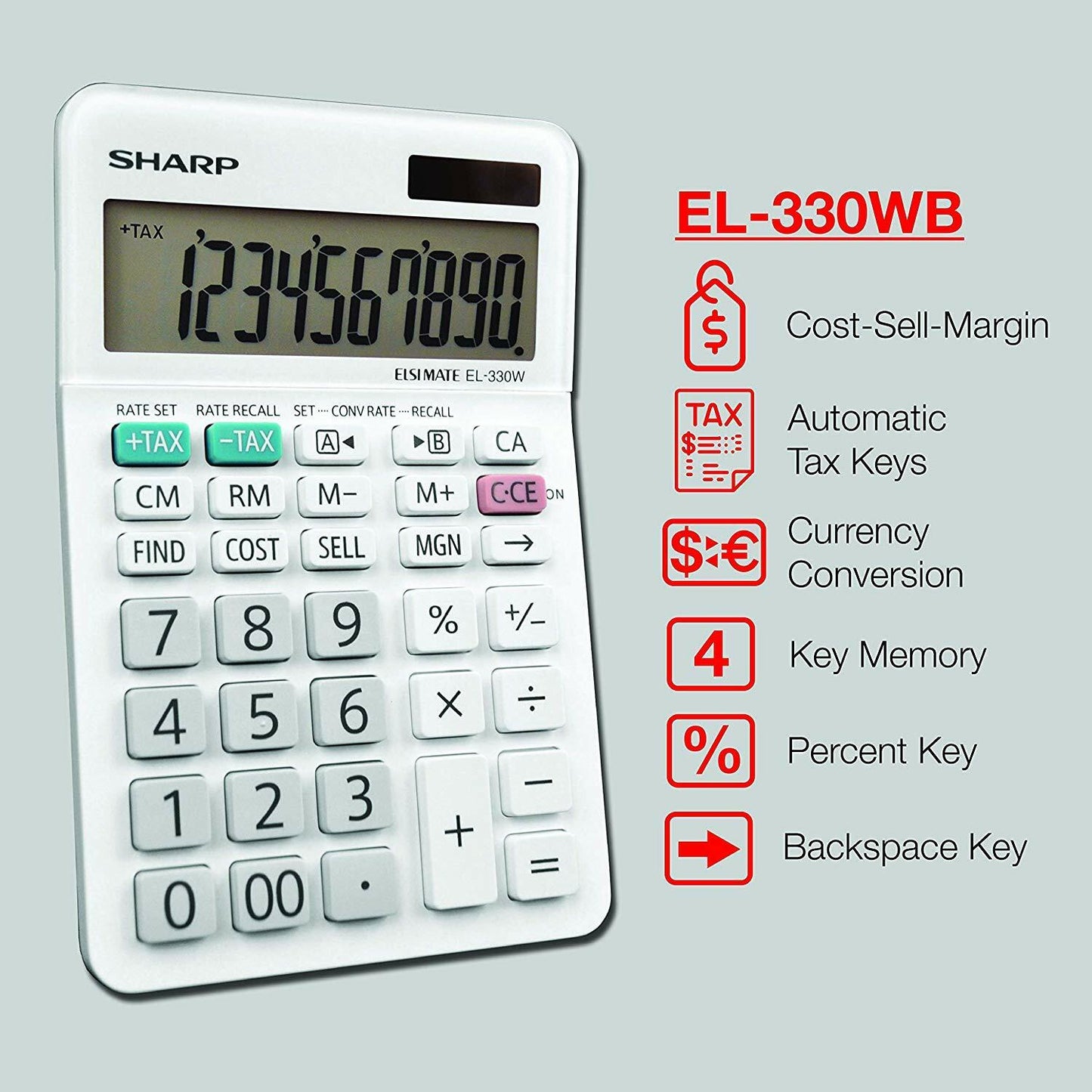 Sharp EL-330WB Calculator Dual Power Solar Battery 1 Pack New