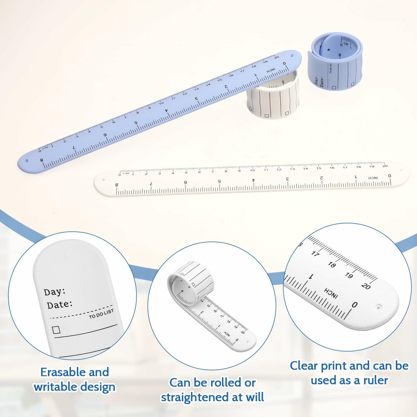 ZEYIYER 4PCS Waterproof Silicone Wrist Notepad Bracelets White Violet