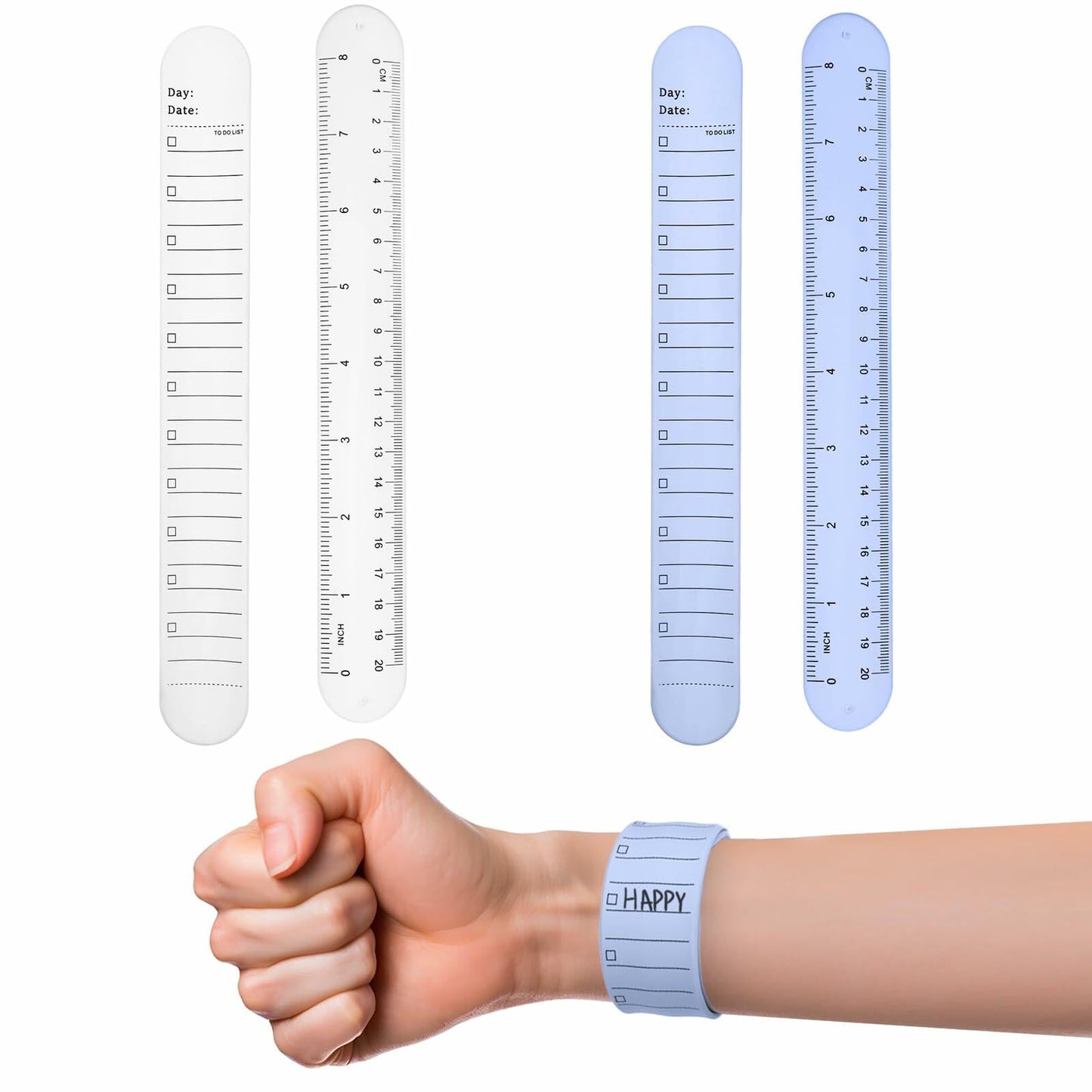 ZEYIYER 4PCS Waterproof Silicone Wrist Notepad Bracelets White Violet