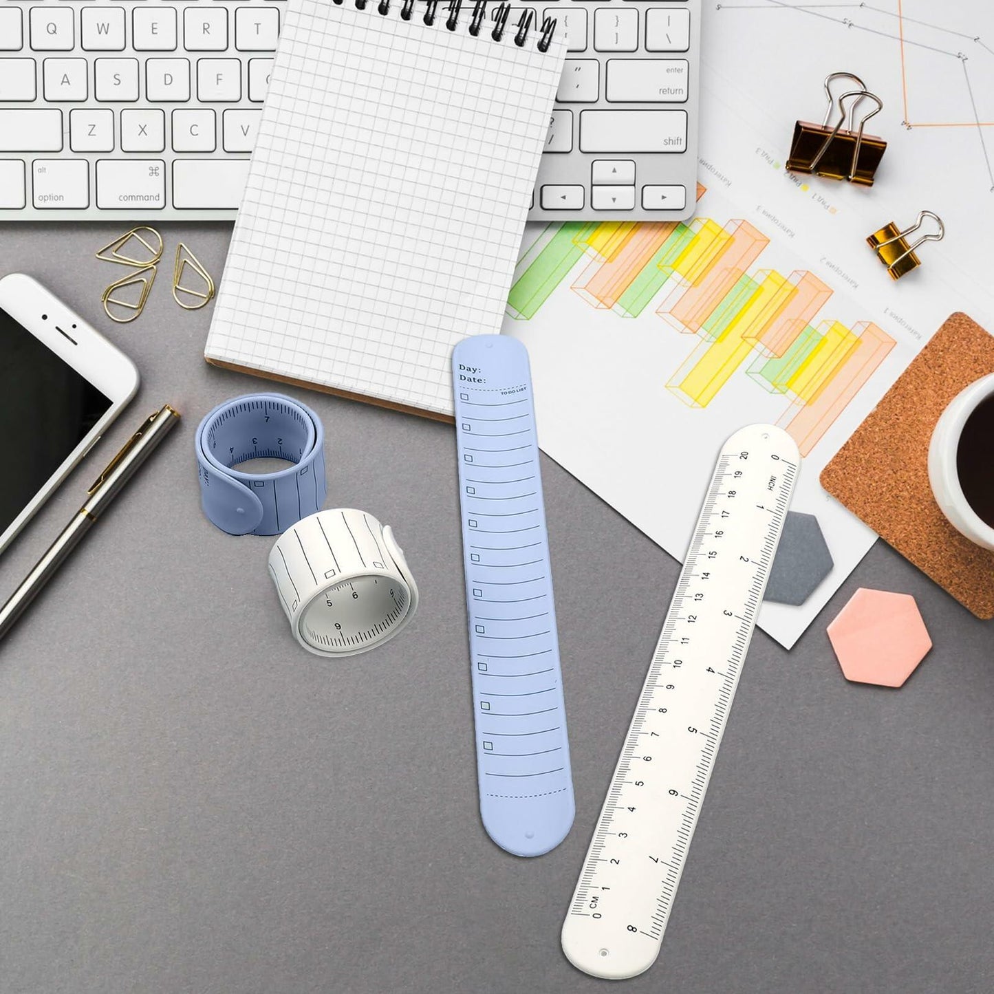 ZEYIYER 4PCS Waterproof Silicone Wrist Notepad Bracelets White Violet