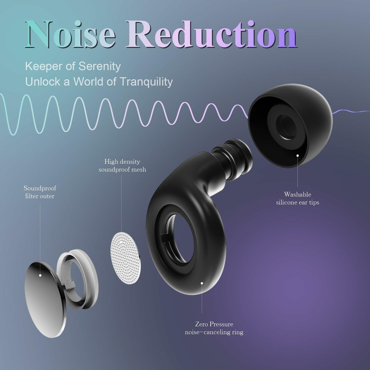 Reusable Silicone Ear Plugs Black Noise Cancelling 30dB Comfortable Swim