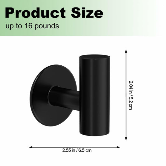 2 Pack Matte Black Stainless Steel Towel Hooks Waterproof Heavy Duty