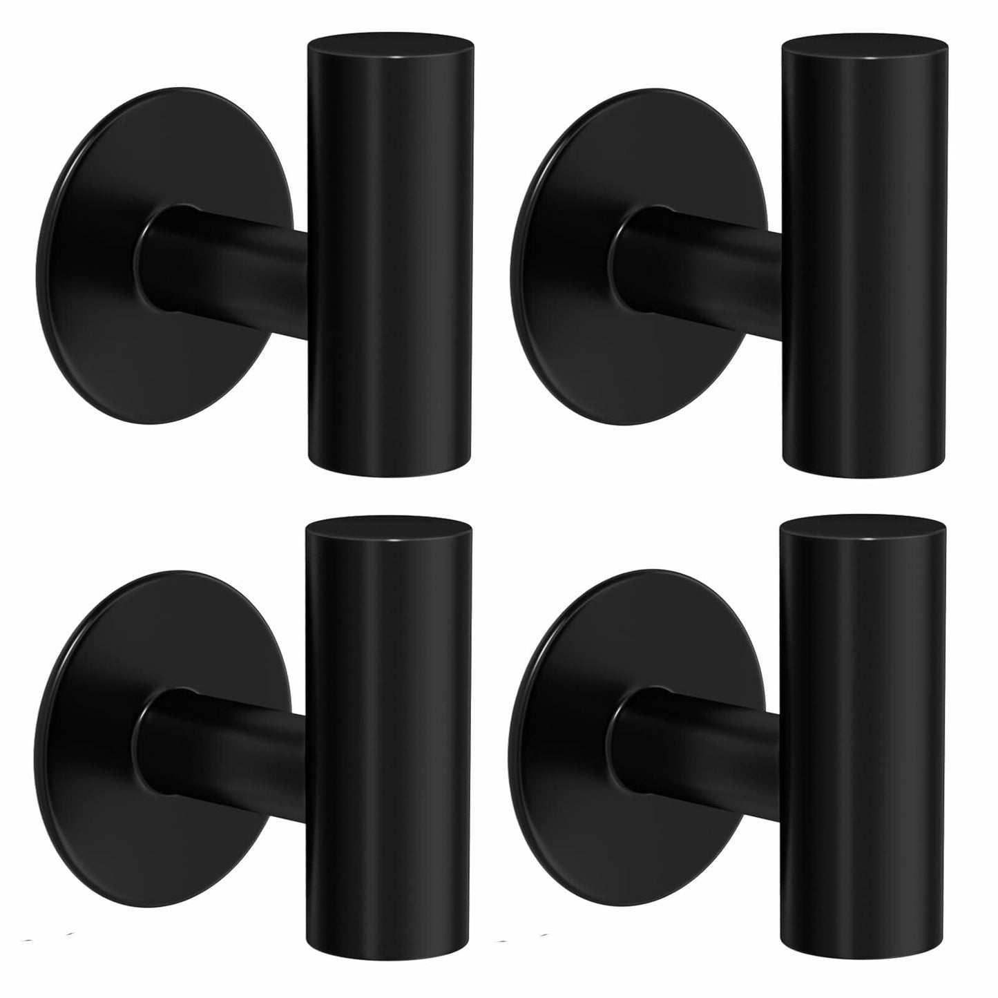 2 Pack Matte Black Stainless Steel Towel Hooks Waterproof Heavy Duty