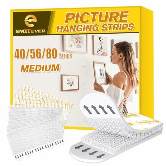 EMITEVER Heavy Duty Picture Hanging Strips Medium White 20 Pairs 40 Strips