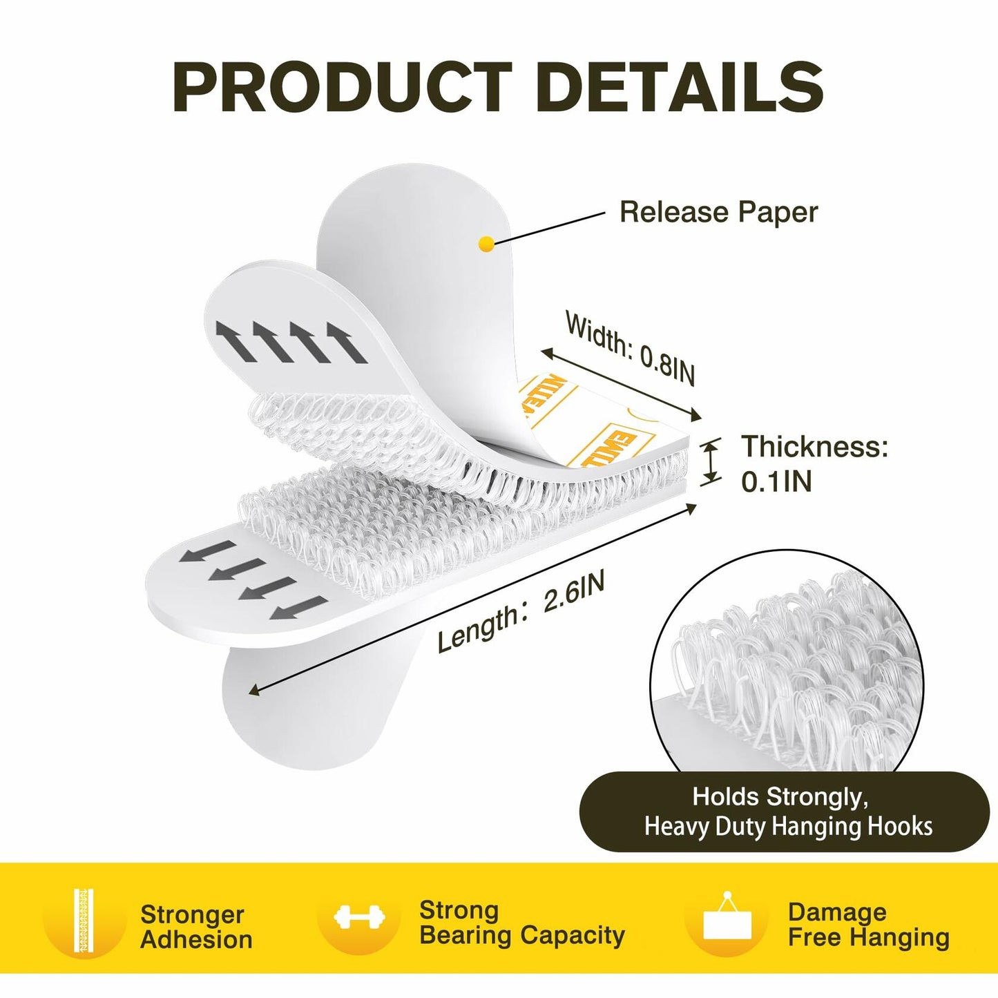 EMITEVER Heavy Duty Picture Hanging Strips Medium White 20 Pairs 40 Strips