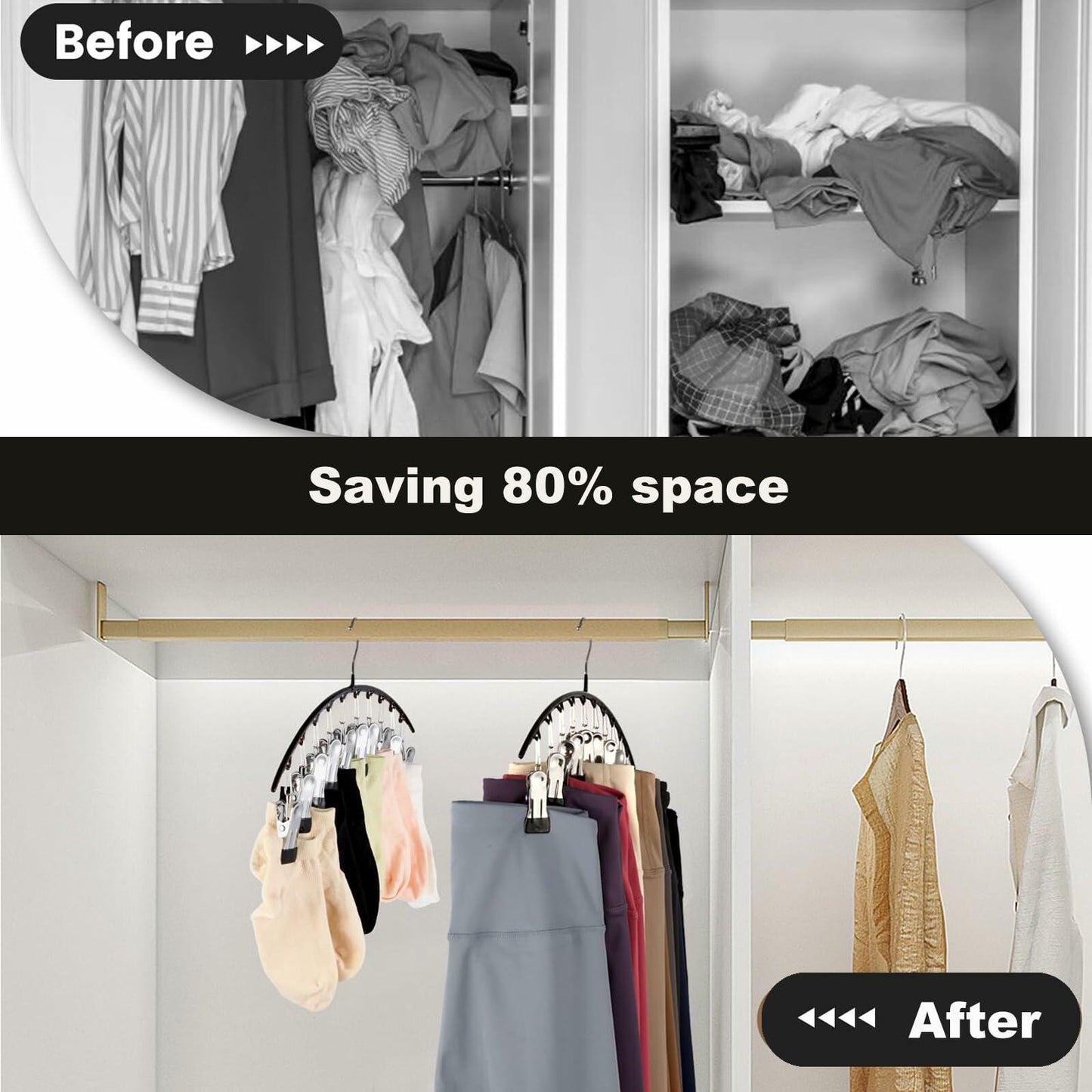 Hendiy Black Metal Pants Hanger Organizer with 10 Clips Space Saving Closet