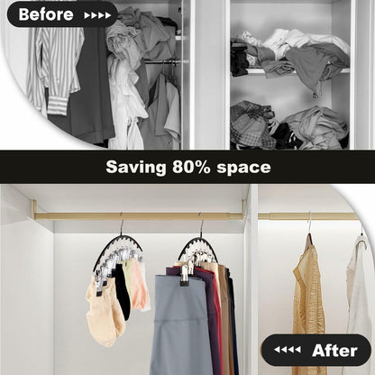 Hendiy Black Metal Pants Hanger Organizer with 10 Clips Space Saving Closet