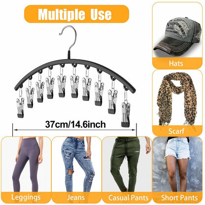 Hendiy Black Metal Pants Hanger Organizer with 10 Clips Space Saving Closet