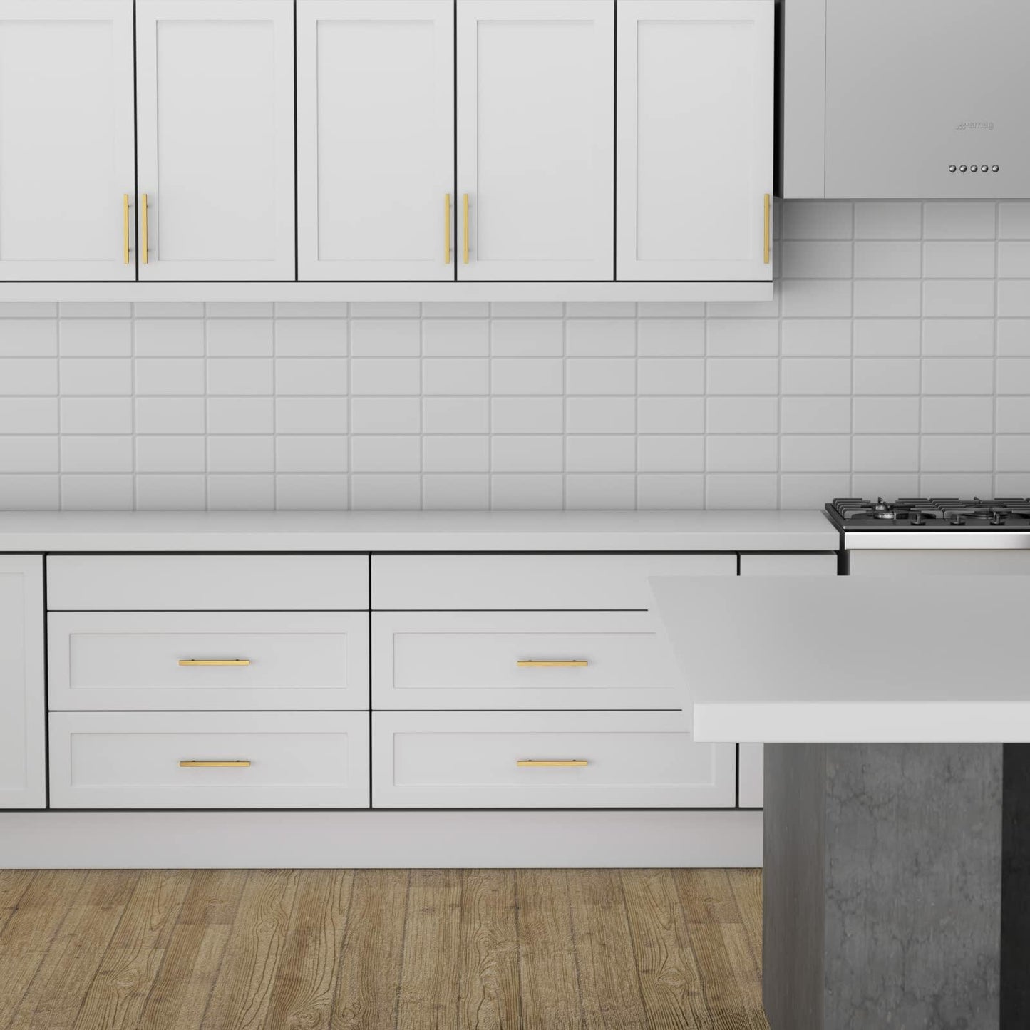 goldenwarm Brushed Brass Cabinet Pulls Gold 3in Drawer Handles 6 Pack