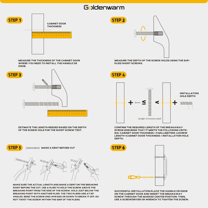 goldenwarm Brushed Brass Cabinet Pulls Gold 3in Drawer Handles 6 Pack