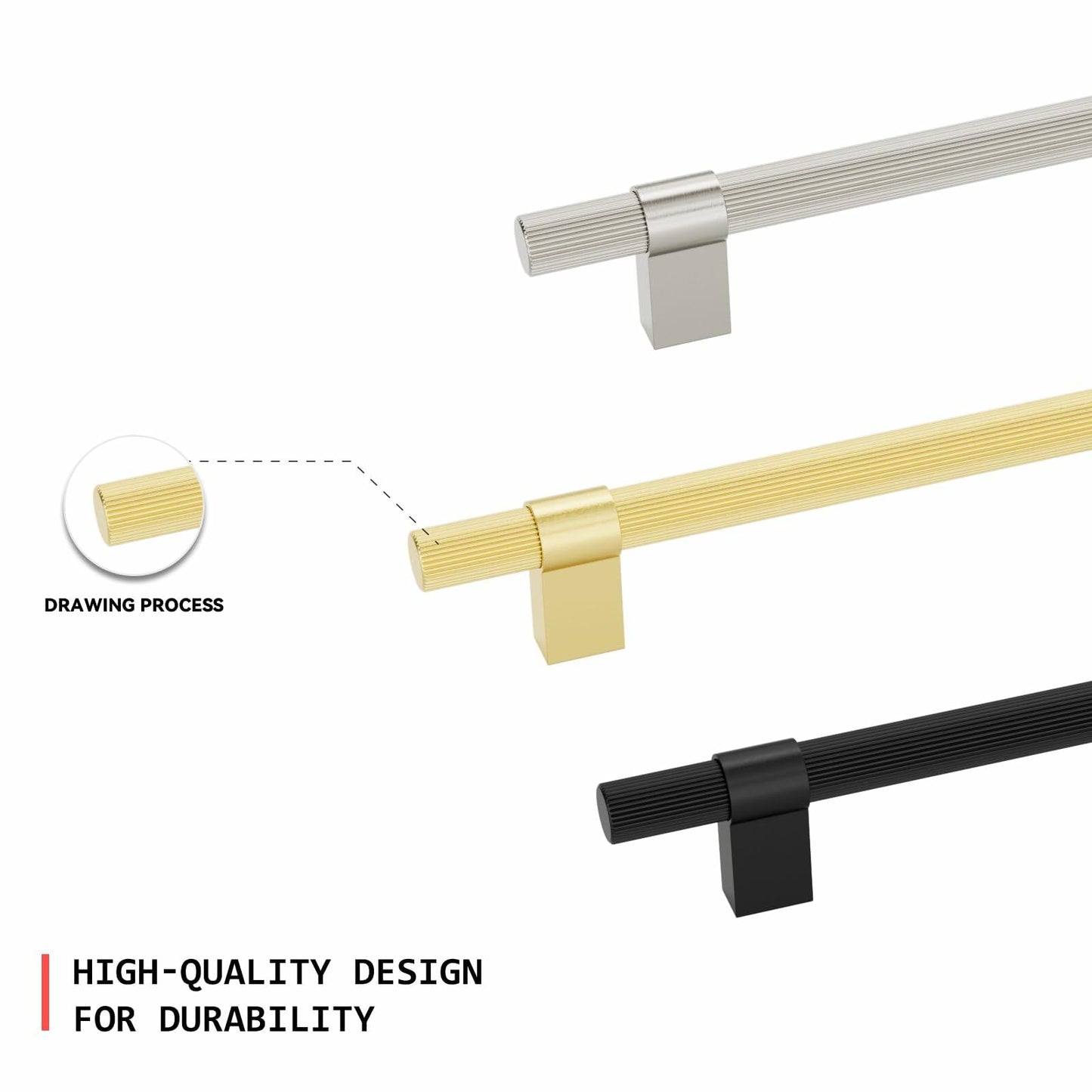 homdiy Brushed Nickel Cabinet Handles 76mm 15 Pack Silver Hardware Pulls