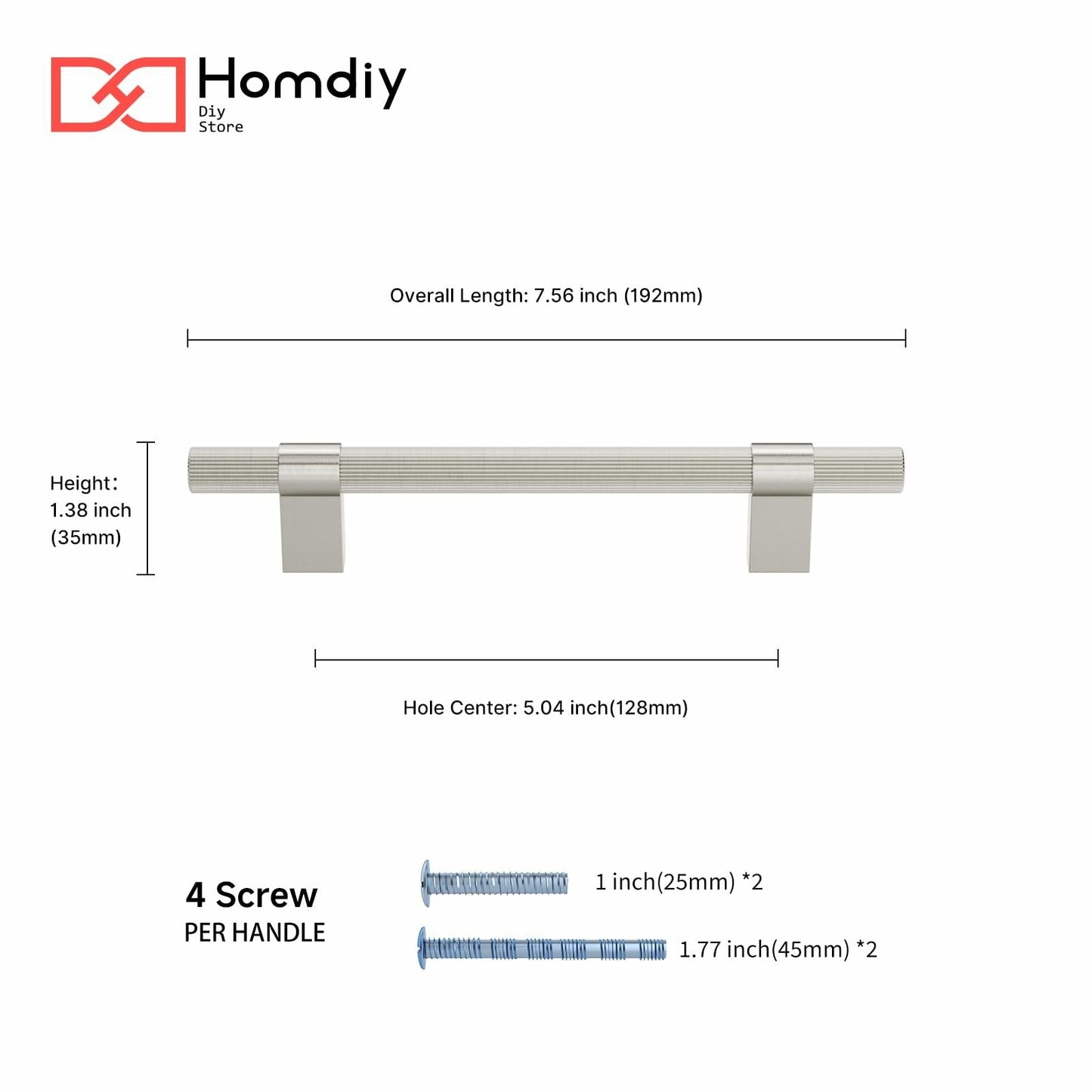 homdiy Brushed Nickel Cabinet Handles 76mm 15 Pack Silver Hardware Pulls