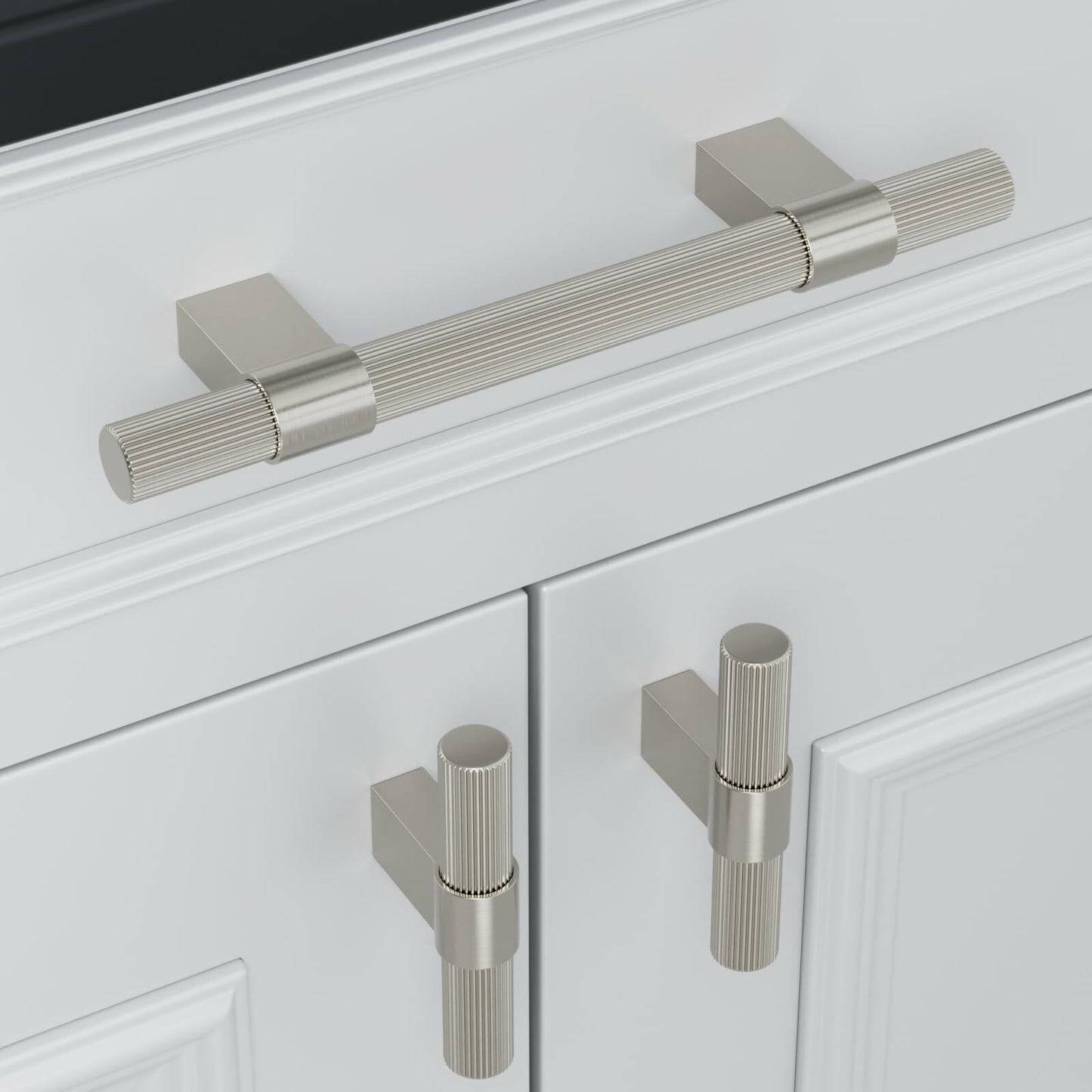 homdiy Brushed Nickel Cabinet Handles 76mm 15 Pack Silver Hardware Pulls