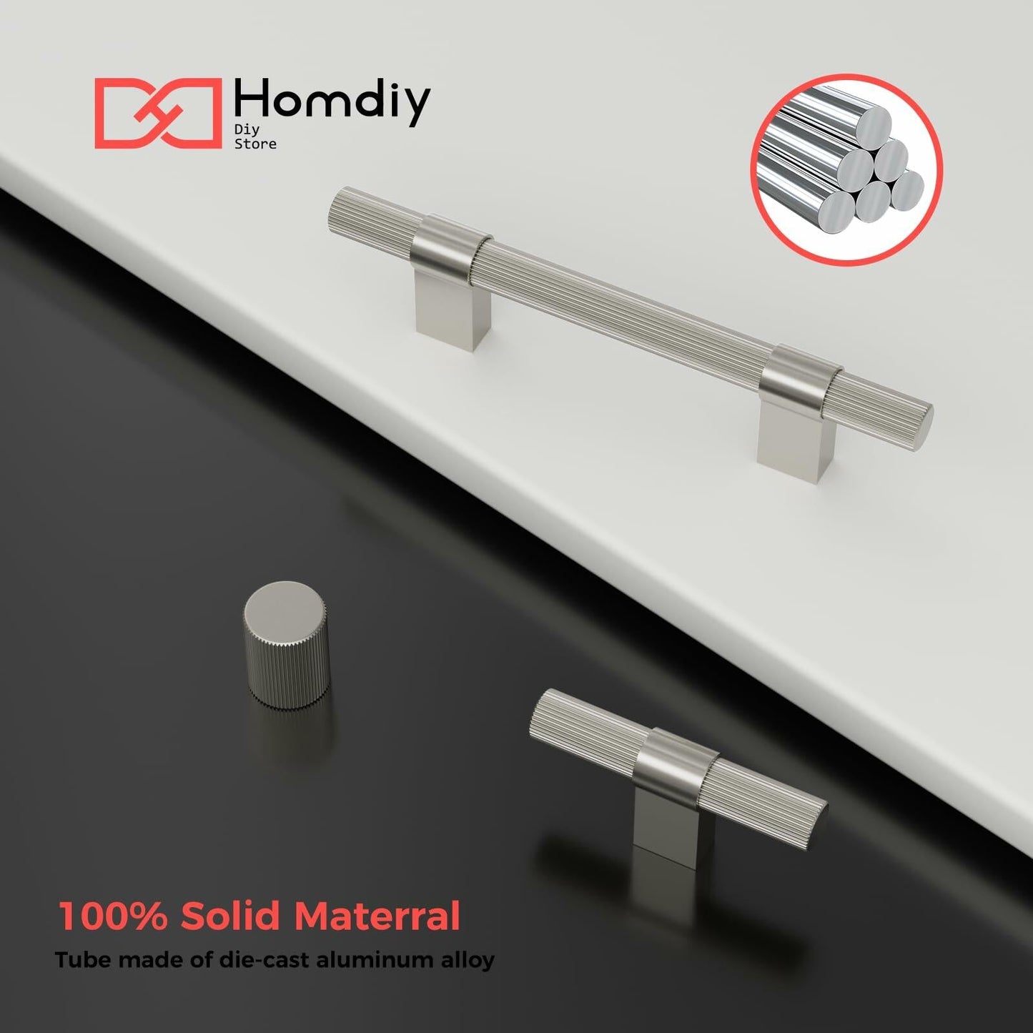 homdiy Brushed Nickel Cabinet Handles 76mm 15 Pack Silver Hardware Pulls