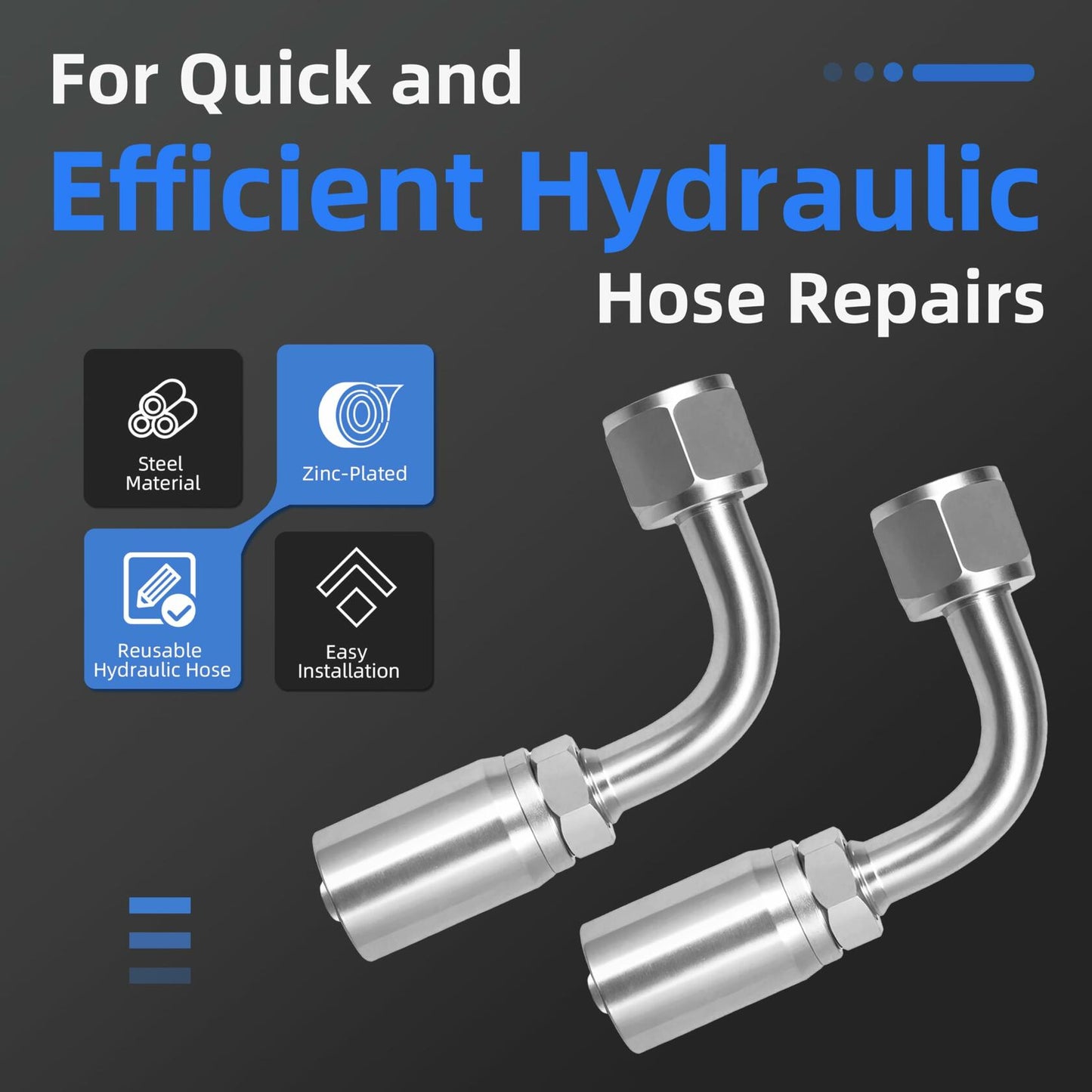 10 pcs Hydraulic 5/16" Hose x 3/4" JIC 37° Female 90° Elbow Fittings