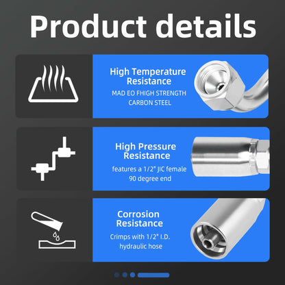 10 pcs Hydraulic 5/16" Hose x 3/4" JIC 37° Female 90° Elbow Fittings
