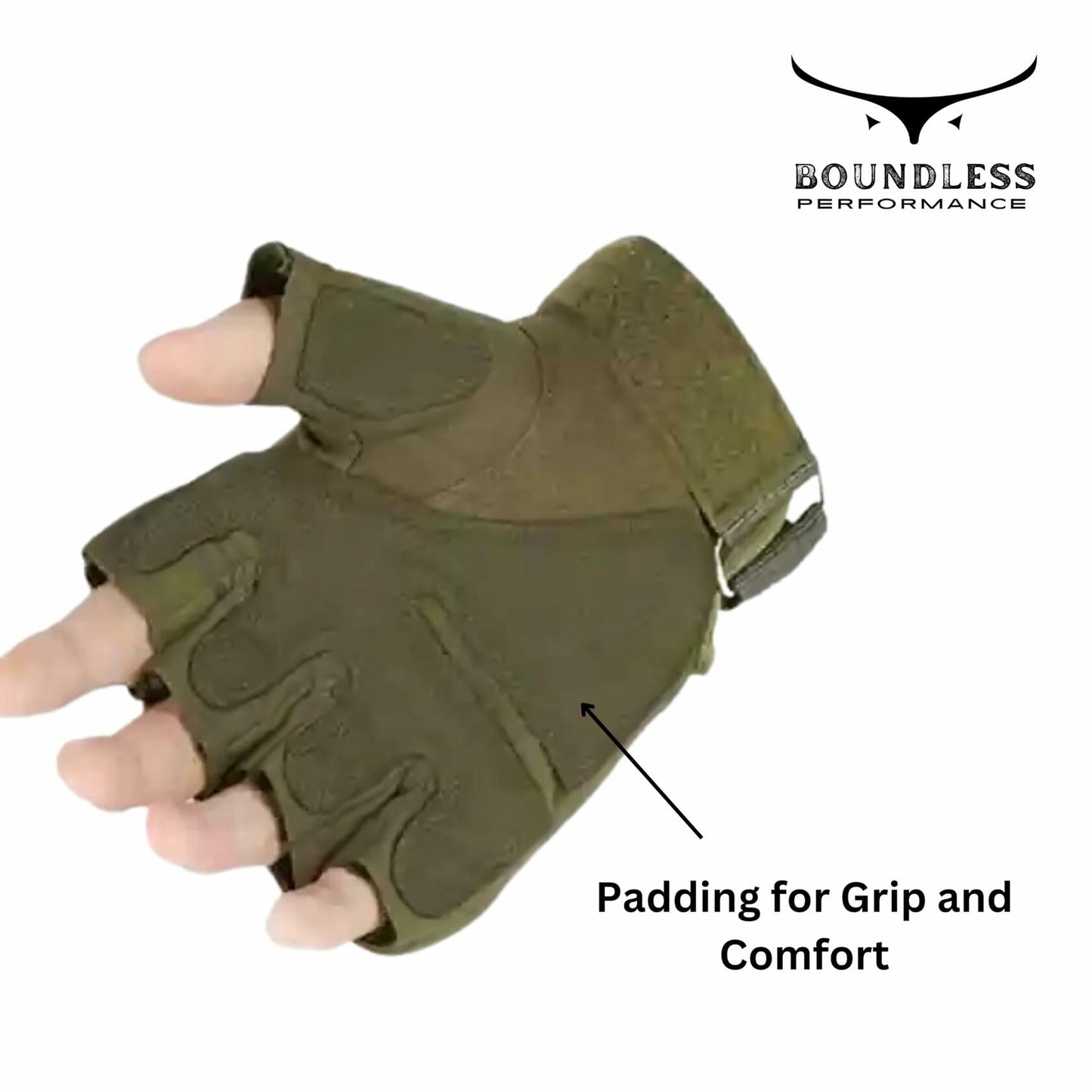 Boundless Performance Fingerless Knuckle Tactical Gloves Black