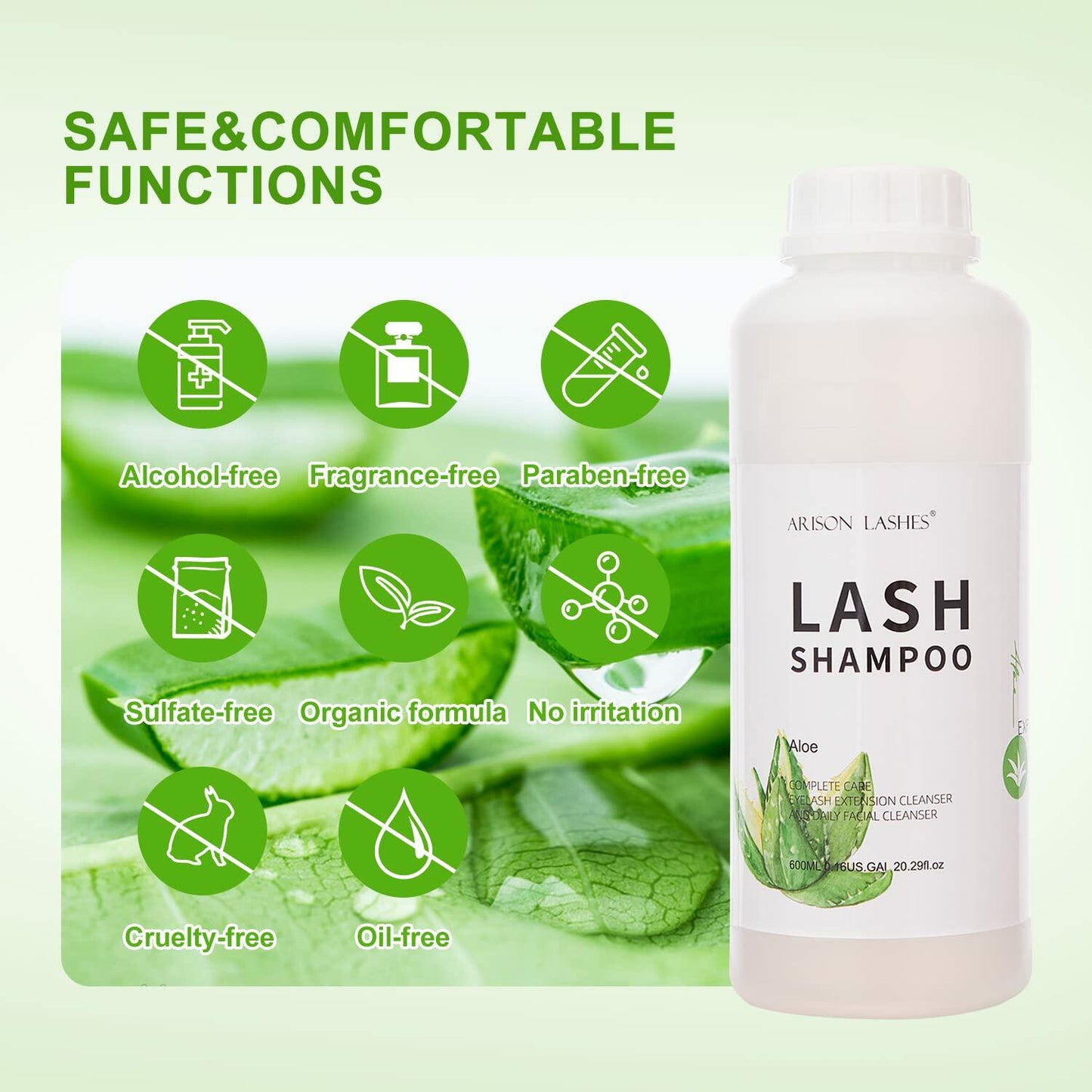 Arison Lash Extension Shampoo 150ml with Brush Gentle Eyelid Cleanser