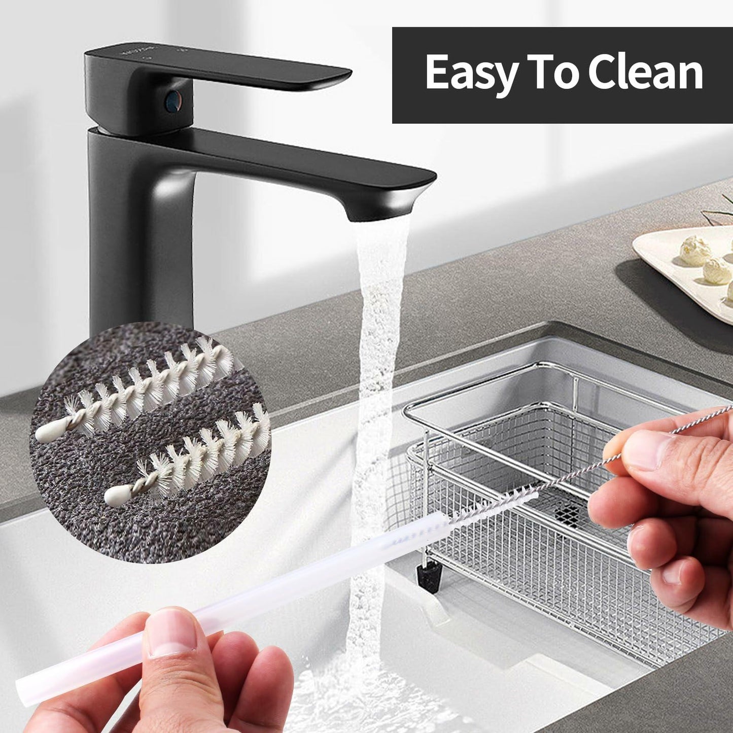 Grosmimi Replacement Straw 5-Pack with Cleaning Brush Clear Compatible