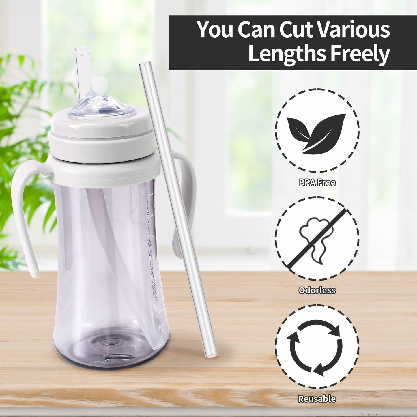 Grosmimi Replacement Straw 5-Pack with Cleaning Brush Clear Compatible