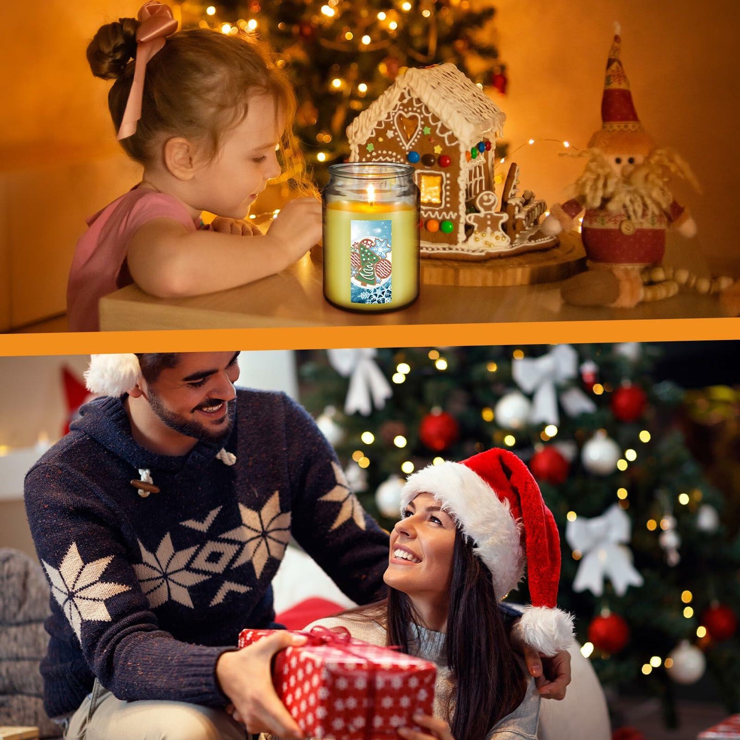 Tioncy Christmas Scented Candle Gift Set 68oz 4 Pcs Apple Cookies Mint