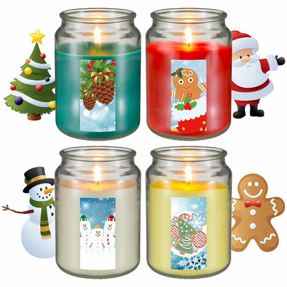 Tioncy Christmas Scented Candle Gift Set 68oz 4 Pcs Apple Cookies Mint