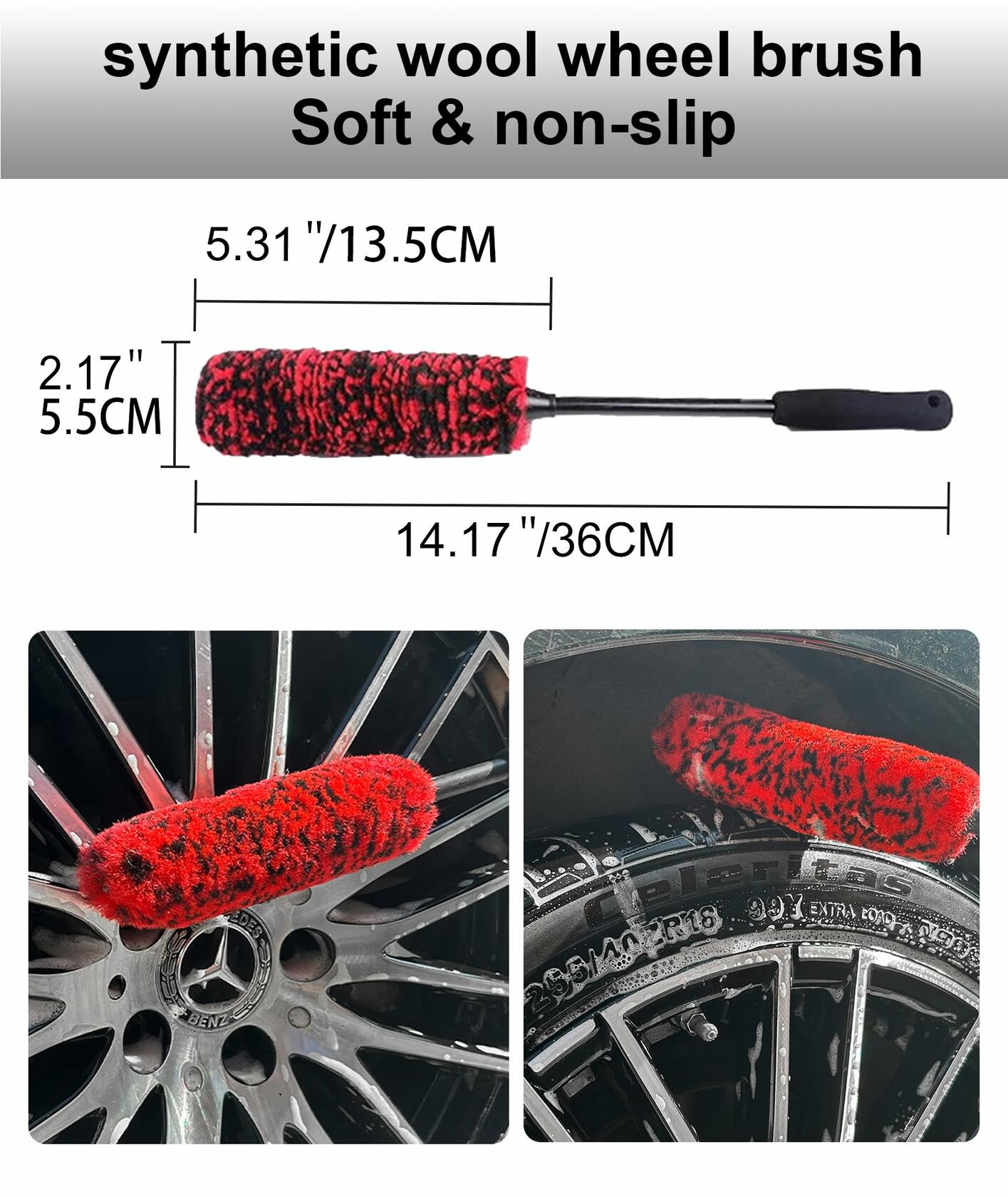 YILANBON Wheel Brush Soft Dense Fibers Car Rim Clean 2PCS