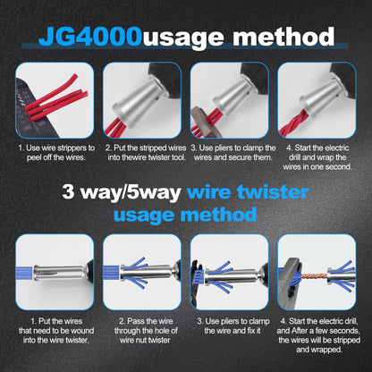 Bvdfgk Wire Twisting Tool for Drill 3Pcs 3 Way 5 Way Electric Cord Stripper