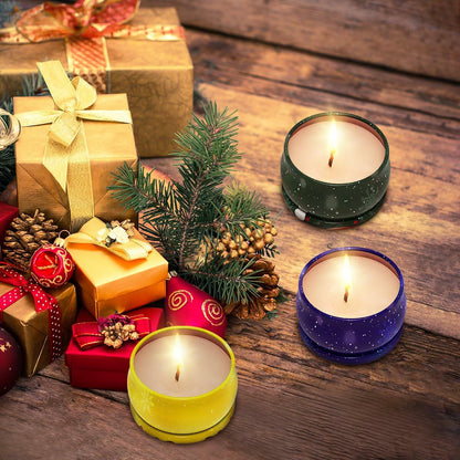 Christmas Scented Candle Set 3 Pack Soy Apple Cinnamon Cedar Vanilla 2.5oz