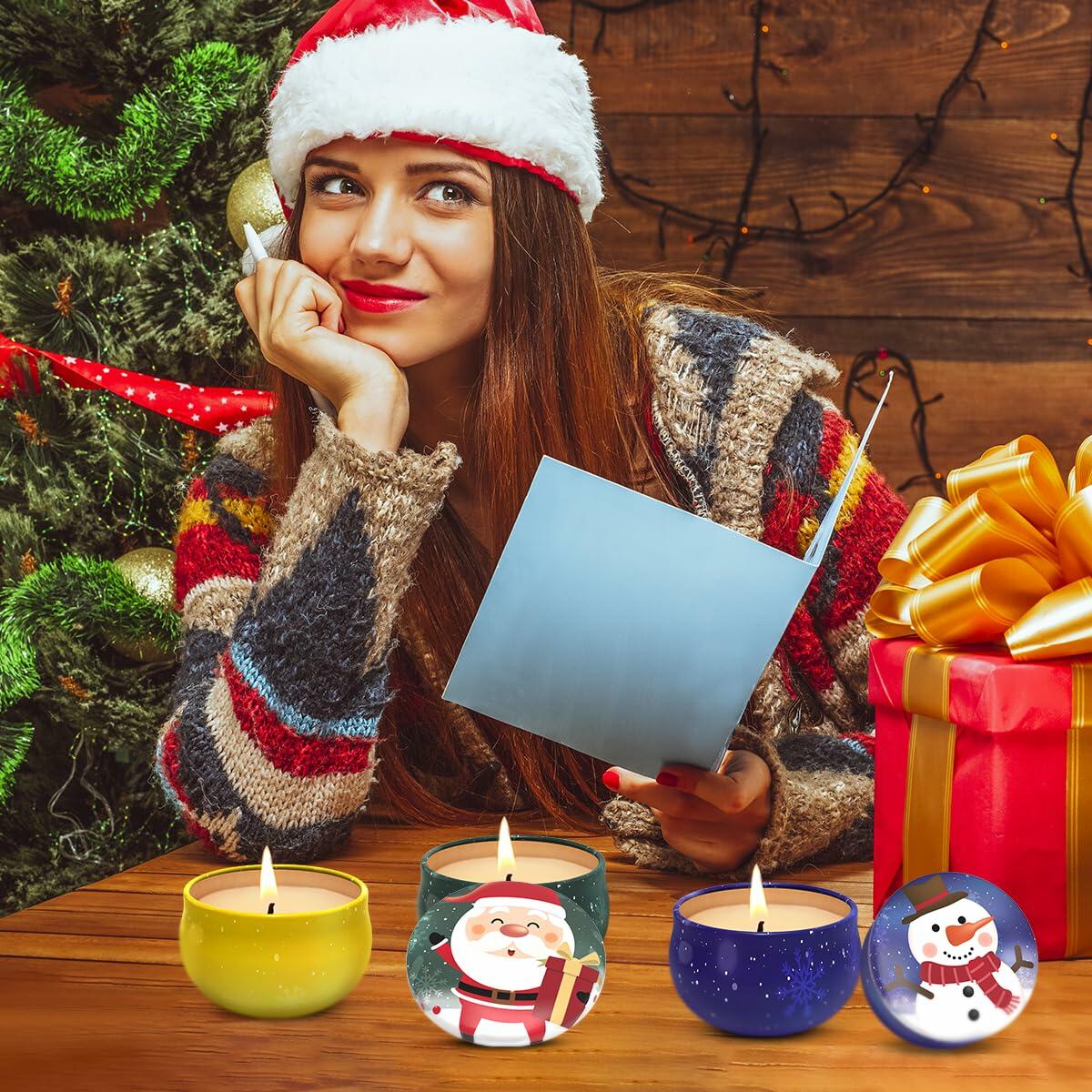 Christmas Scented Candle Set 3 Pack Soy Apple Cinnamon Cedar Vanilla 2.5oz