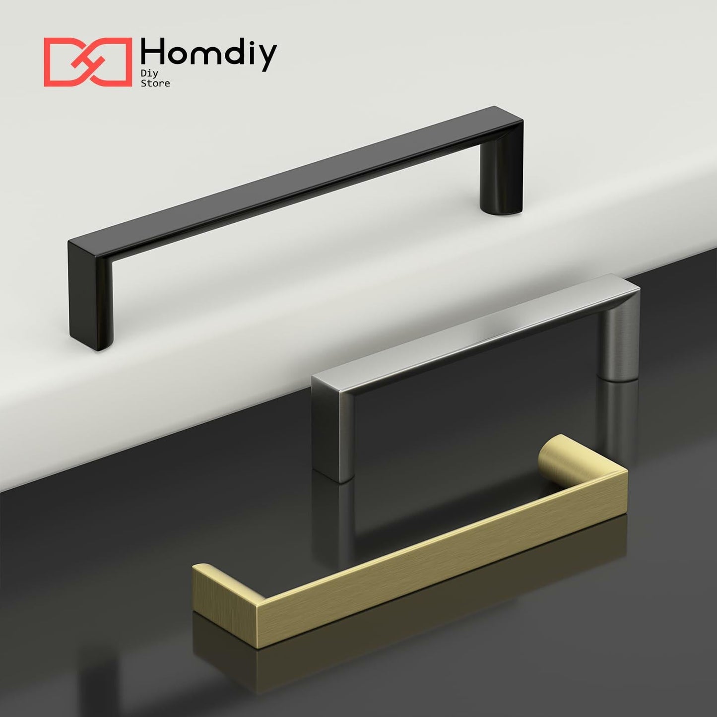 homdiy 25Pack 5in Matte Black Cabinet Handles 128mm Hole Centers