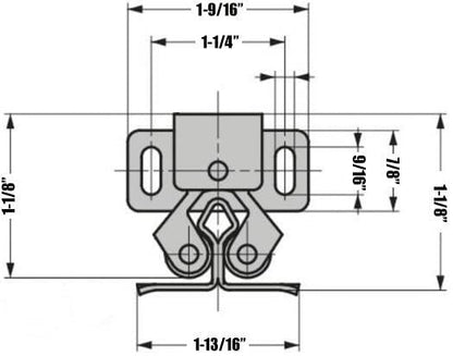 Heavy Duty Double Roller Catch Antique Copper 2 Sets