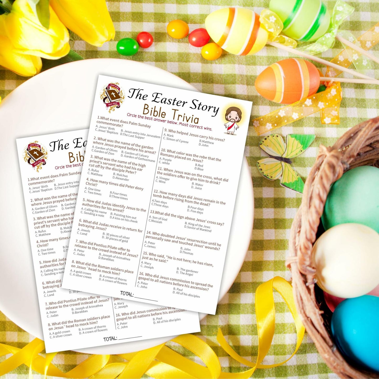 WeMaison Bible Game Cards 20 Pcs Christian Trivia Party Game A02