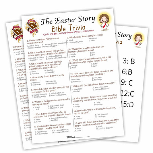 WeMaison Bible Game Cards 20 Pcs Christian Trivia Party Game A02