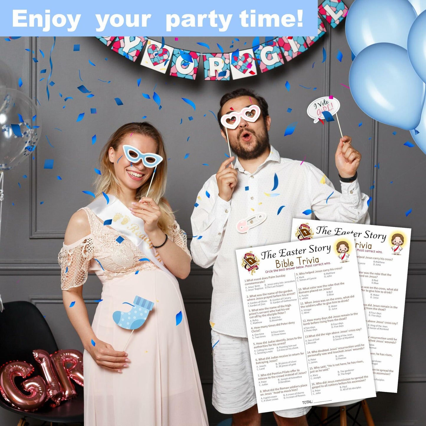 WeMaison Bible Game Cards 20 Pcs Christian Trivia Party Game A02