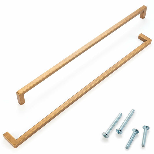 ASKANO Antique Brass Cabinet Pulls 12.6" Hole Centers Square Bar Pack of 1