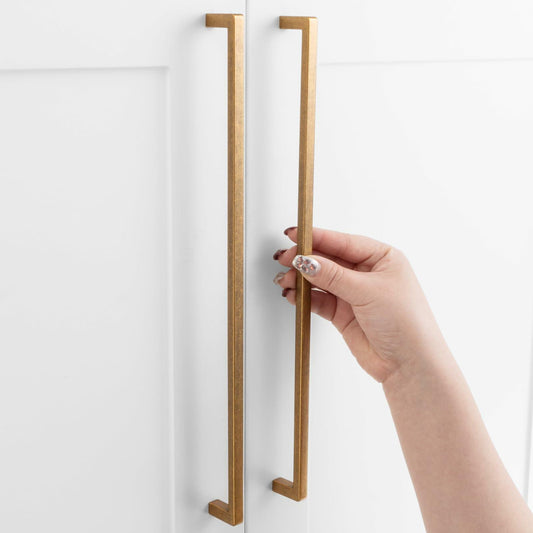 ASKANO Antique Brass Cabinet Pulls 12.6" Hole Centers Square Bar Pack of 1