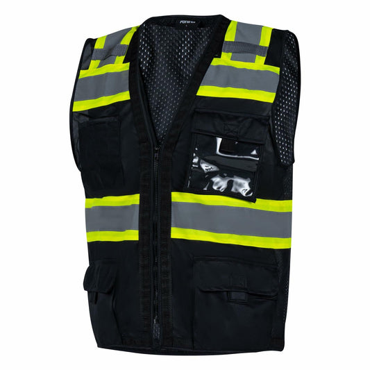 FONIRRA ANSI Class 2 Safety Vest Work Vest with Pockets Zipper Black Size 3XL
