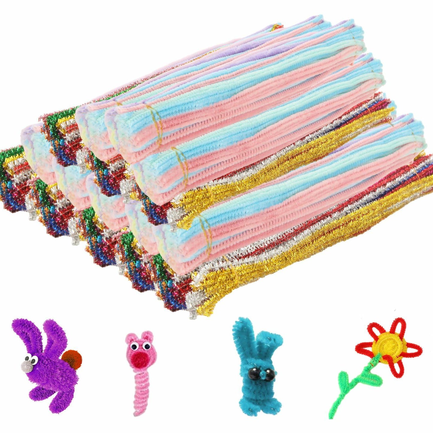 CertBuy 1600PCS Colorful Pipe Cleaners Chenille Stems 10 Colors Bulk Craft