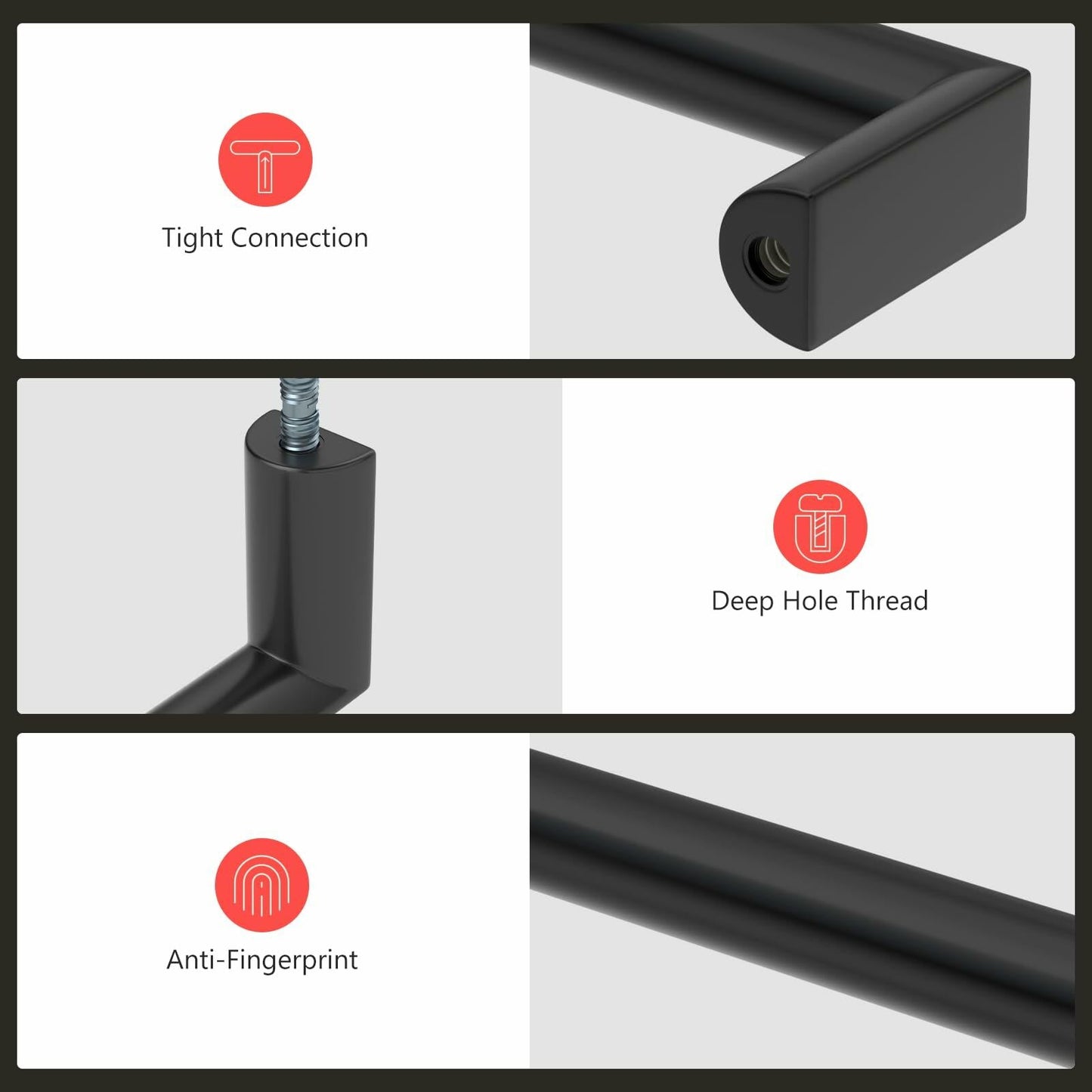 homdiy Cabinet Handles Matte Black 5in 128mm Hole Centers 25Pack