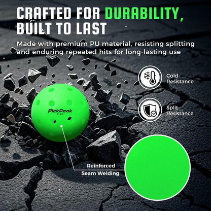 PickPeak Pickleball Balls USAPA Approved 4 or 12 Pack Outdoor P-40 Green