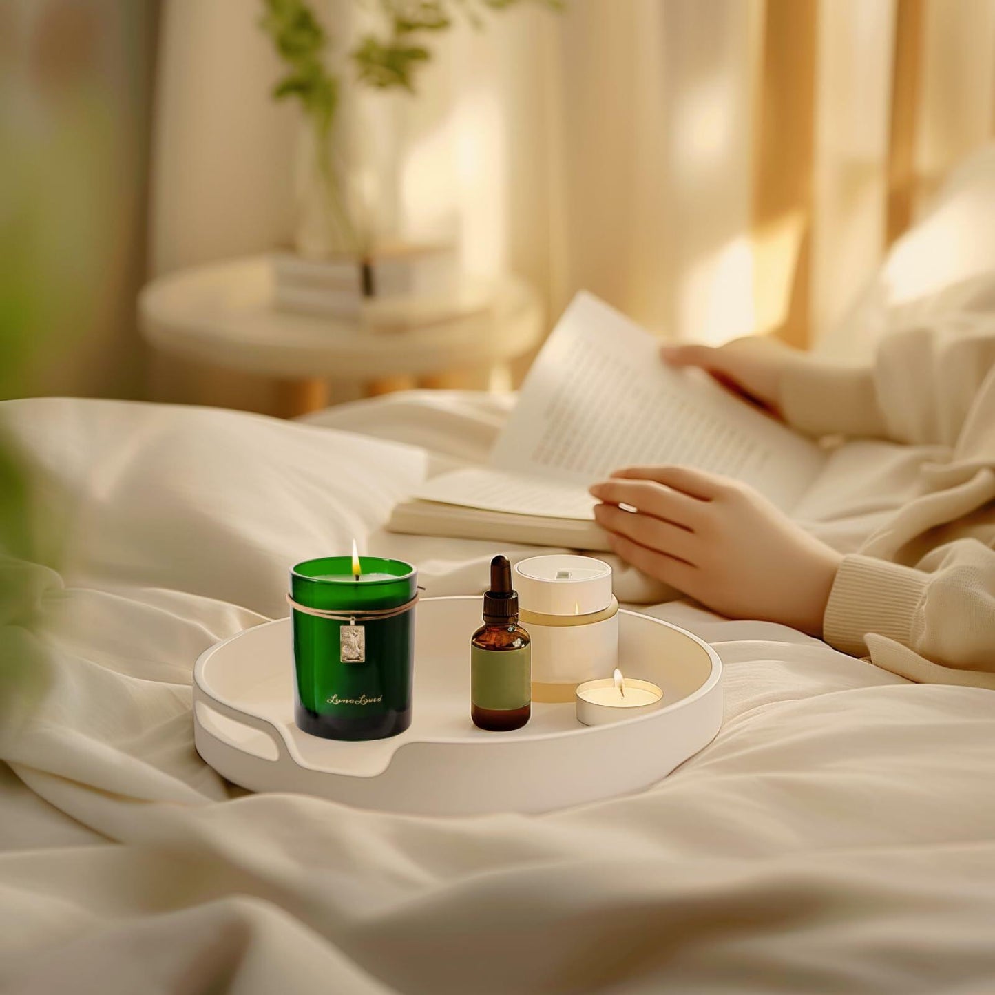 LunaLoved Candle for Tarot The Hermit, Juniper Lavender Scented Candles, GREEN