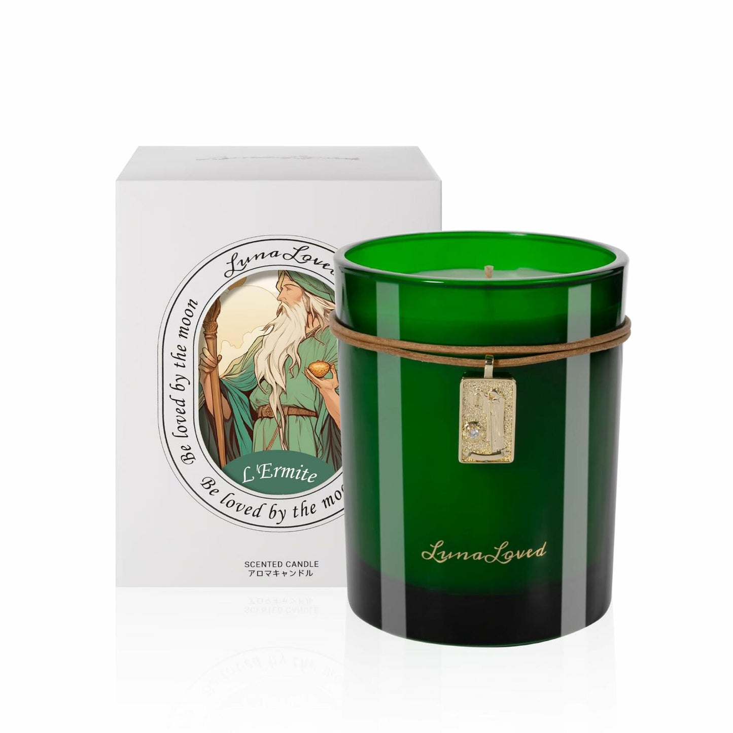 LunaLoved Candle for Tarot The Hermit, Juniper Lavender Scented Candles, GREEN