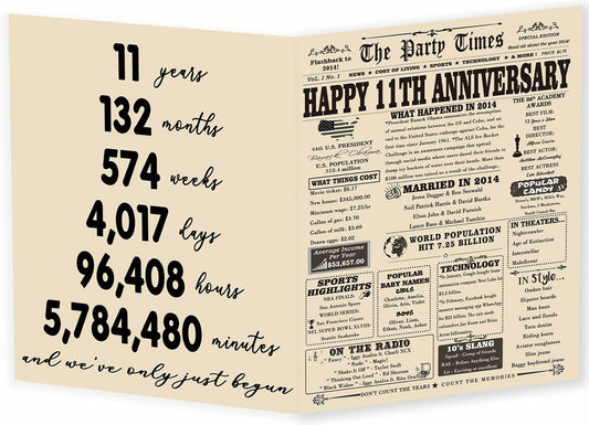 YiKaLus 11th Anniversary Steel Gift Card Romantic Wedding Gift for Him Her